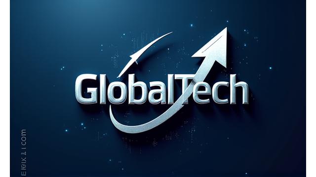 Logo de GlobalTech avec des flèches montrant la croissance, représentant une stratégie marketing réussie